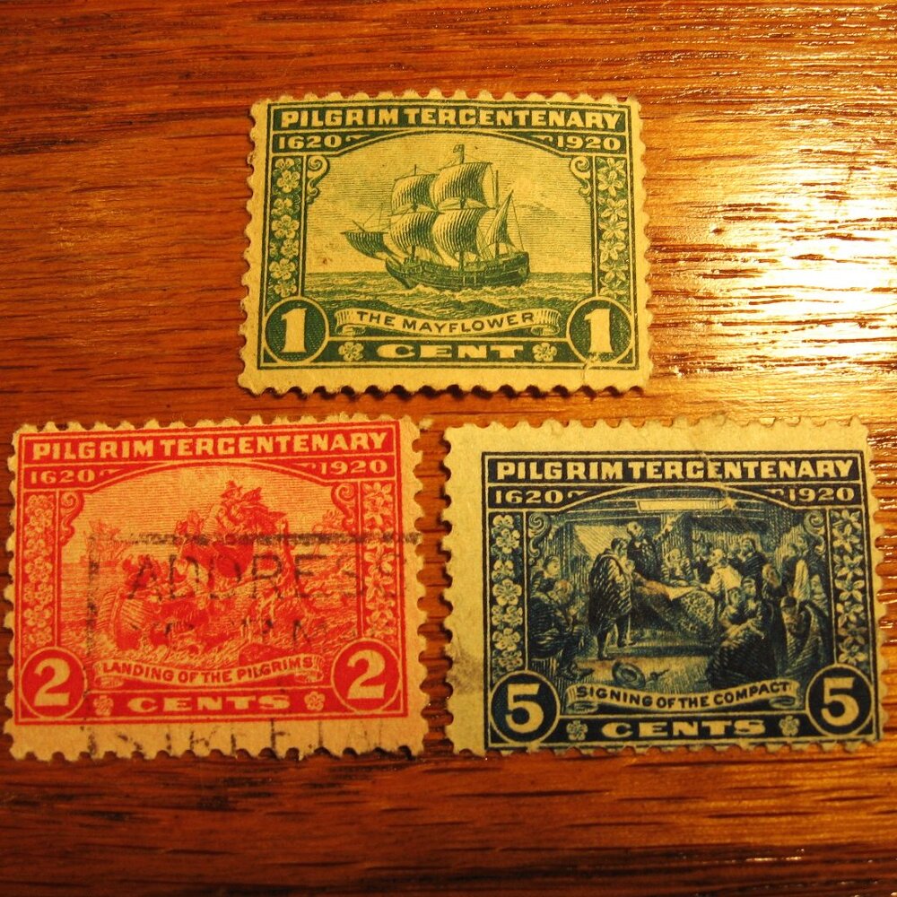 1920  PILGRIM TERCENTENARY WITH 1 ,2 AND 5 CENT STAMPS COMPLETE SET